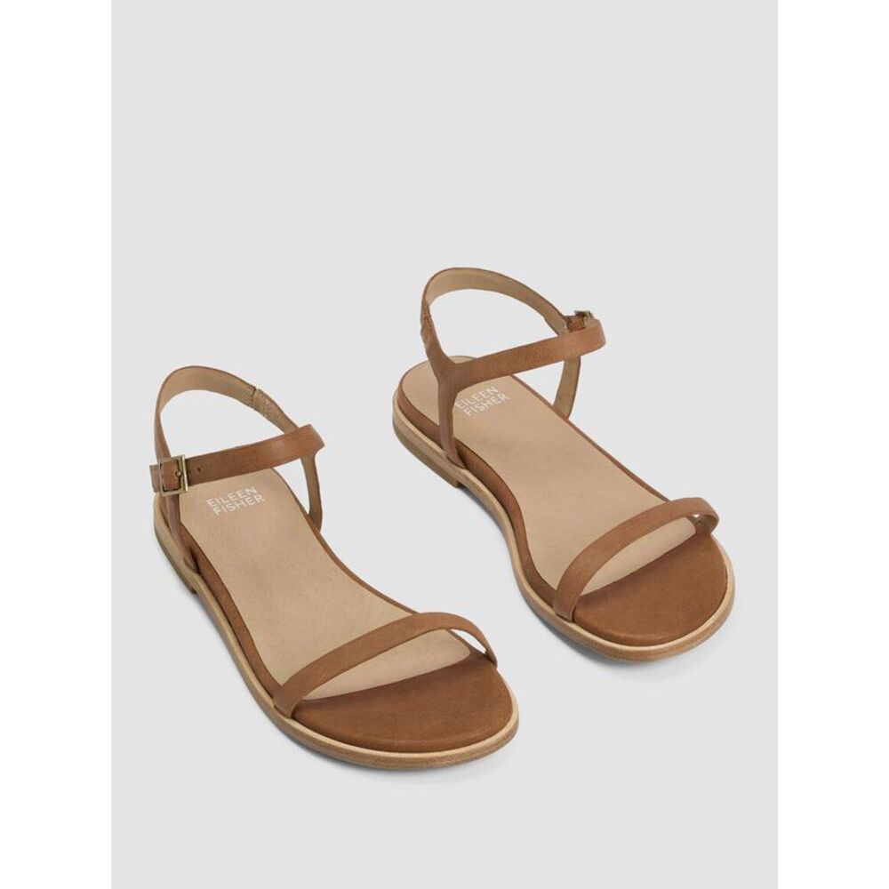 Eileen Fisher Brown Strappy Leather Sandals